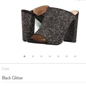 Blue by Betsy Johnson-Astor black glitter mule 4in heel slip open toe-LAST ONES!